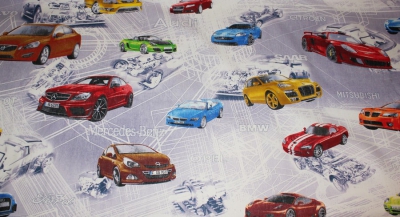 Бязь набивная рис.4527/1 "Авто Мир" ширина 150см