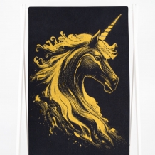 6с102.411ж1 Огненный единорог(т.желтый) Полотенце махровое 67х150см