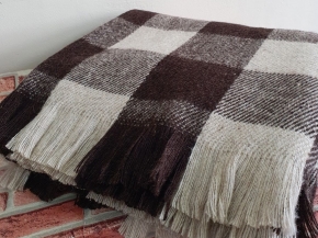 Плед п/шерсть 50% ОП-400 150*210 клетка цв. шоколад (Россия, Суконная Фабрика)