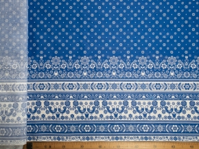 Ткань бельевая 17с-1ЯК  лен 30%, хлопок 70%, пл.145г рис.Мотивы синие, 150см