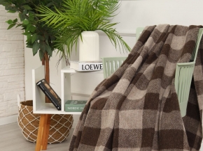 Плед п/шерсть 50% ОП-400 150*210 клетка цв. шоколад (Россия, Суконная Фабрика)