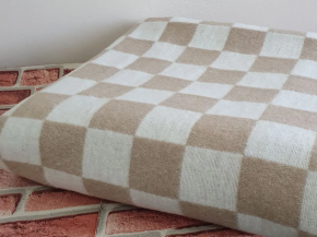 Одеяло байковое 140*205  клетка цв. бежевый (Россия ВВТ)