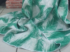 Одеяло байковое 170*205 жаккард  "Перья" цв зелен (Россия ВВТ)