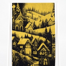 6с102.413ж1 Снежный пейзаж(т.желтый) Полотенце махровое 81х160см