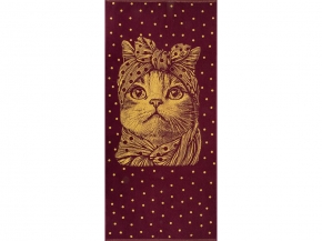 6с102.411ж1 Кошка в горошек(кр.дерево1) Полотенце махровое 67х150см