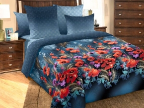 Покрывало стеганое перкаль 260*210  "Искушение" цв. синий