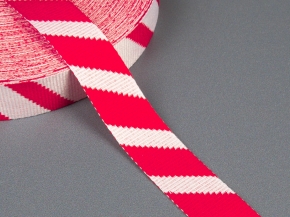 20мм. 90678 ЛЕНТА ОТДЕЛОЧНАЯ ЖАККАРД красный с белым 20мм (рул.25м)