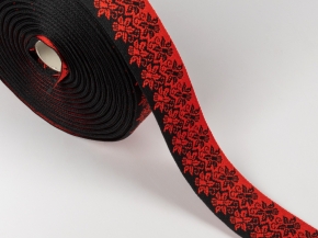 32мм. 91599/32 ЛЕНТА ОТДЕЛОЧНАЯ ЖАККАРД красный с черным*2603, 32мм (рул.25м)