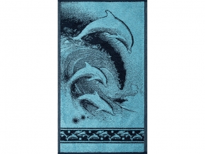 6с104.411ж1 Дельфины (темно-синий4) Полотенце махровое 67х40см