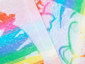 6с104.411ж1 Счастье есть (белая радужка) Полотенце махровое 67х40см