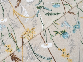 Ткань бельевая арт 2-21 п/лен кислованный лен 30 хл.70 пл. 140г рис. Полевая ромашка, 150см