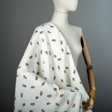 Ткань арт.12206/D8(4017) Принт Муслин Ягоды Бежевый, темно-розовый, зелёный ширина 135см