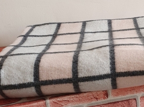 Одеяло п/шерсть 50% Клетка 140*205 ОПШ-1 цв. серо-розовая (Россия ВВТ)