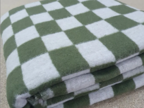 Одеяло байковое 170*200 клетка цв. хаки (Россия)