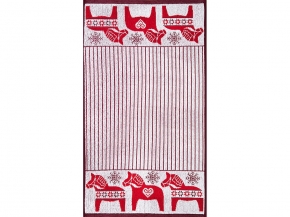 6с103.412ж1 Вельвет лошадка(3-бело-кр.) Полотенце махровое 50х90см