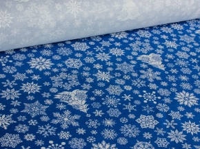 888-БЧ (802) Ткань х/б для столового белья набивная рис. 5190-02 Снежинки на синем, 145см