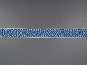 22мм. 9482 ЛЕНТА ОТДЕЛОЧНАЯ ЖАККАРД белый с васильк*863, 22мм (рул.25м)