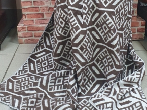 Одеяло байковое 140*205 жаккард "Норвежские узоры" цв. корич  (Россия ВВТ)