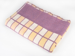 Одеяло байковое 80% 140*205  клетка цв. бело-пес-фиолет  (ВВТ)