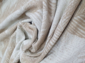 Одеяло байковое 220*205 жаккард "Перья" цв.беж (Россия ВВТ)