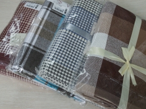 Плед хлопковый 140*200   "Валенсия"  цв. белый-каст-пес-т.бир