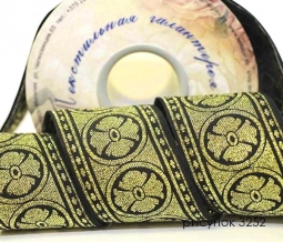 50мм. 03С3091-Г50 (рис.3252) ЛЕНТА ОТДЕЛОЧНАЯ черный с золотом 50мм (рул.50м)