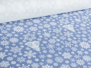888-БЧ (802) Ткань х/б для столового белья набивная рис. 5190-01 Снежинки на серо-голубом, 145см