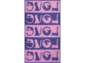 6с103.412ж1 LOVE-кот(пурпурн3) Полотенце махровое 50х90см