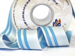 40мм. 90868б ЛЕНТА ЭЛАСТИЧНАЯ БЕЛЬЕВАЯ бирюза с бел.*493, 40мм (рул.20м)