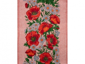 Ткань полотенечная хоз. арт.4С-49ЯК ширина 50см лен 50%, хлопок 50%, пл.220г рис Маки на бордо