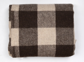 Плед п/шерсть 50% ОП-400 140*200 клетка цв. шоколад (Россия, Суконная Фабрика)