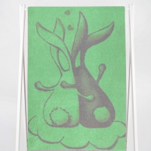 6с102.411ж1 Парочка- кролики (салатовый3) Полотенце махровое 67х150см