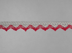 К-024-122-3/7 Кружево 24мм, льняной/красный