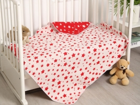 Одеяло байковое  жаккардовое в/уп 100*140  цв красный (звезды) (Россия ВВТ)
