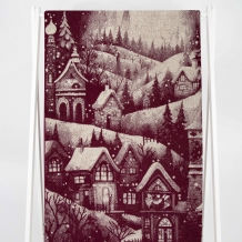 6с102.413ж1 Снежный пейзаж(кр.дерево1) Полотенце махровое 81х160см