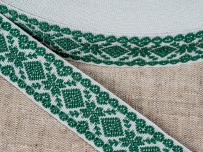 23мм. 9990 ЛЕНТА ОТДЕЛОЧНАЯ ЖАККАРД белый с зелёным*061, 23мм (рул.50м)
