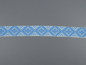 20мм. 90135 ЛЕНТА ОТДЕЛОЧНАЯ ЖАККАРД белый с голубым 20мм (рул.25м)