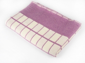 Одеяло байковое 80% 140*205  клетка цв. бел-фиолет  (ВВТ)