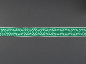 23мм. 9990 ЛЕНТА ОТДЕЛОЧНАЯ ЖАККАРД белый с зелёным св.*061, 23мм (рул.50м)