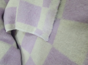 Одеяло байковое 140*205  клетка цв. сирень  (Россия ВВТ)