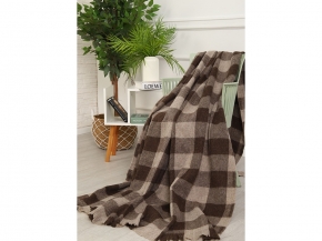 Плед п/шерсть 50% ОП-400 150*210 клетка цв. шоколад (Россия, Суконная Фабрика)