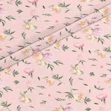 Рогожка набивная рис.10539/1 Пионы кройные на фактуре, 150см