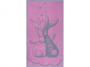 6с103.412ж1 Парочка-кролики (розовый2) Полотенце махровое 50х90см