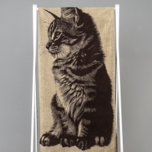 6с102.411ж1 Фото котяша (шоколад) Полотенце махровое 67х150см