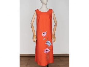 24С87-ШР/039/ст 1226/0 Туника женская 170-96-102 ЯРКО-ОРАНЖЕВЫЙ