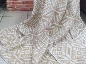 Одеяло байковое 140*205 жаккард "Норвежские узоры" цв. беж (Россия ВВТ)