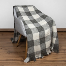 Плед п/шерсть 50% ОП-400 140*200 клетка цв. серый (Россия, Суконная Фабрика)