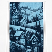 6с102.413ж1 Снежный пейзаж(джинс) Полотенце махровое 81х160см