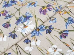 Ткань бельевая арт 2-21 п/лен кислованный лен 30 хл.70 пл. 140г рис. Васильковый шелк, 150см
