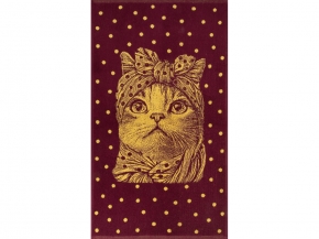 6с103.412ж1 Кошка в горошек(кр.дерево1) Полотенце махровое 50х90см